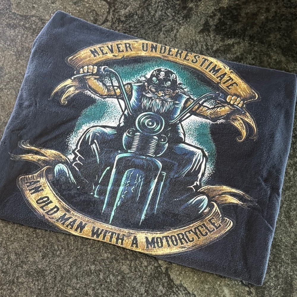 Never Underestimate an Old Man with a Motorcycle Graphic Tee